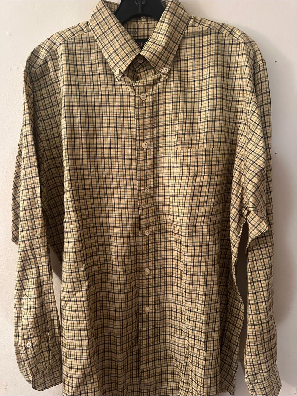 J. Crew Men's Long Sleeve Yellow Plaid Button-Down Shirt